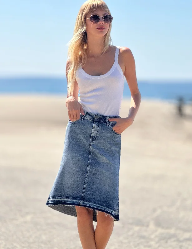 Hi-Low Denim Skirt a-line skirt cut