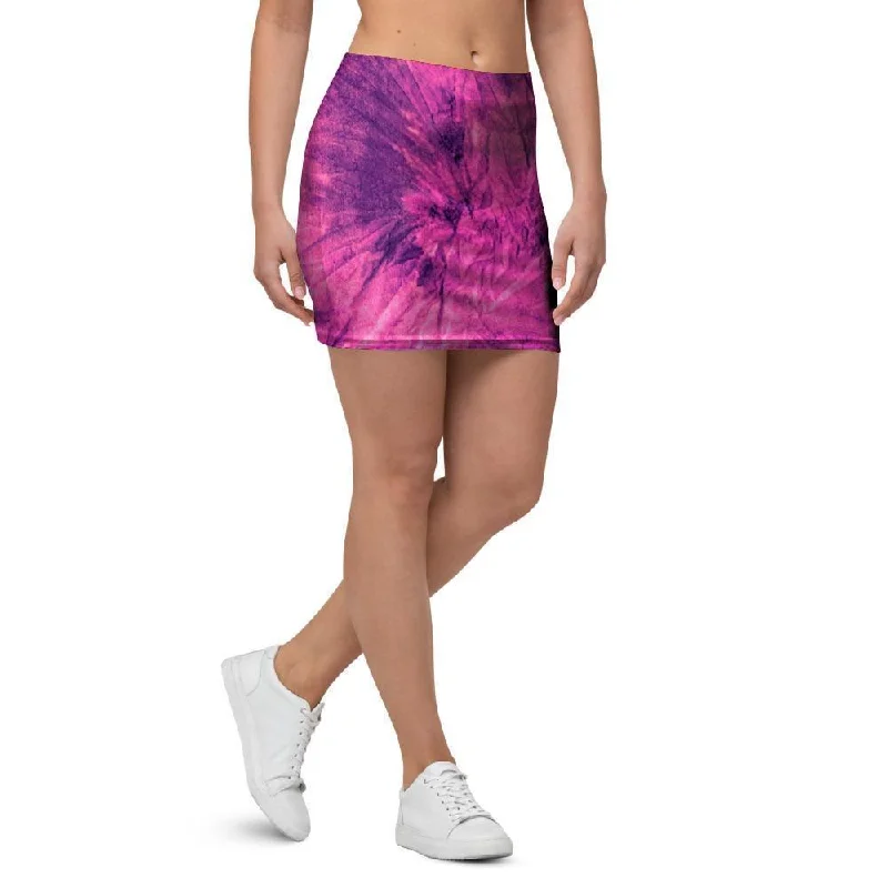 Pink Tie Dye Mini Skirt a-line skirt cut