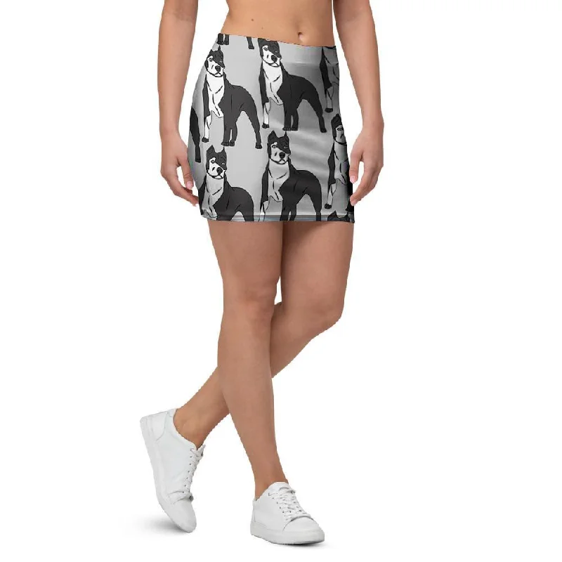 Pitbull Print Mini Skirt ruffled skirt detail