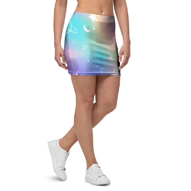 Print Holographic Mini Skirt cotton skirt soft