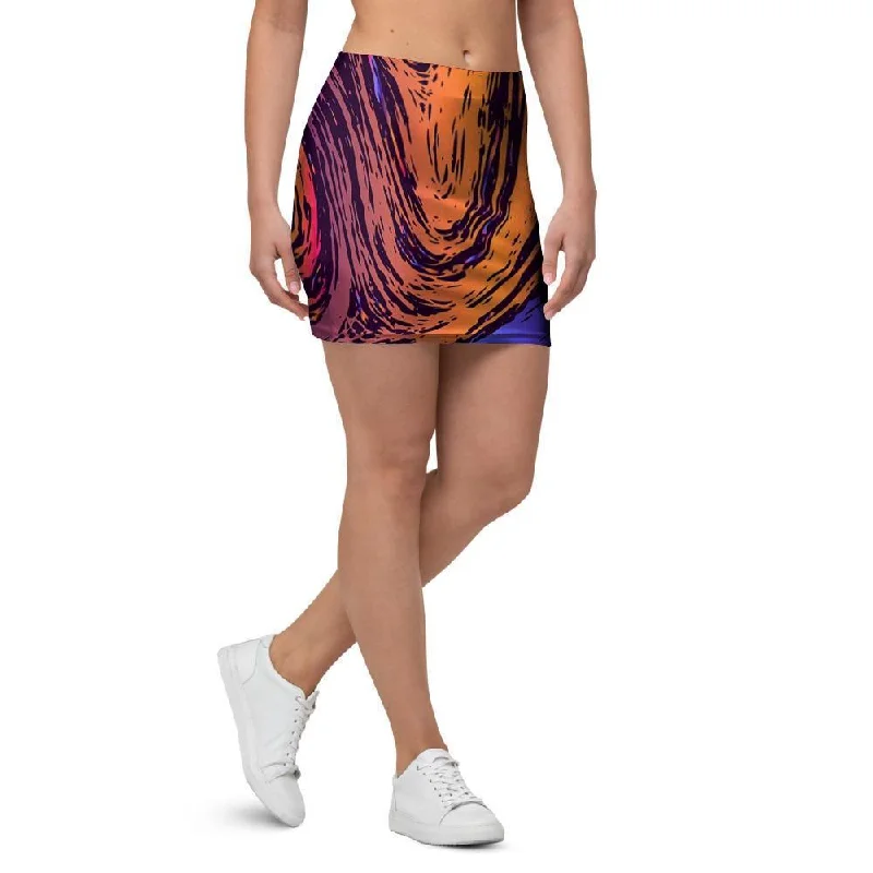 Psychedelic Abstract Mini Skirt breathable skirt fabric