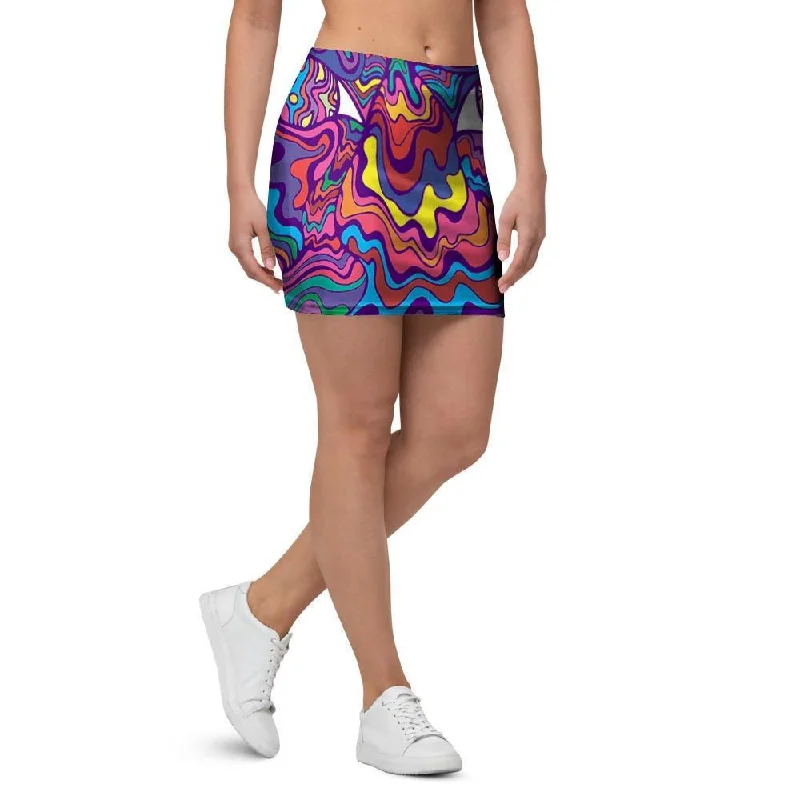 Psychedelic Face Mini Skirt cashmere skirt soft