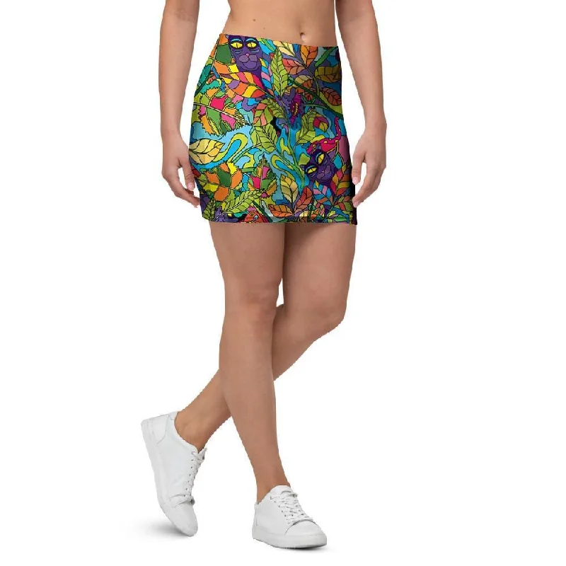 Psychedelic Jungle Forest Floral Mini Skirt mini skirt trendy