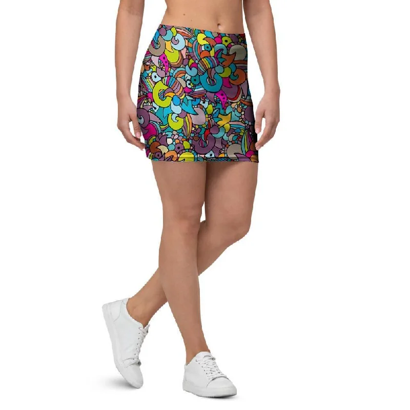 Psychedelic Print Mini Skirt cashmere skirt soft