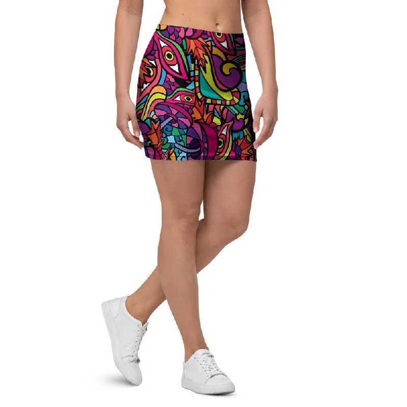 Psychedelic Trippy Eye Mini Skirt denim skirt classic