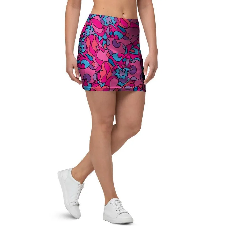 Psychedelic Trippy Hippie Heart Mini Skirt wool skirt sturdy