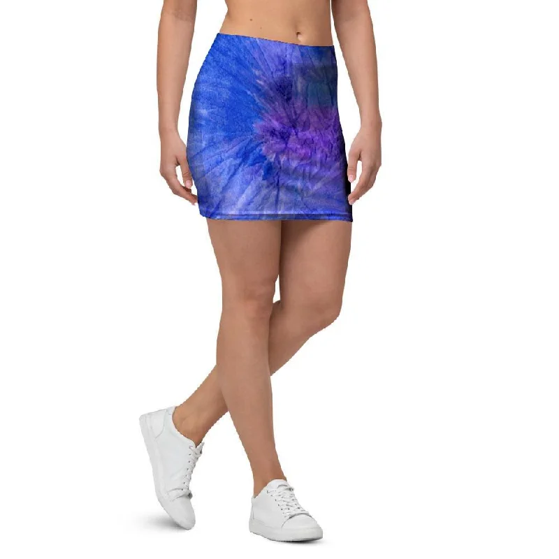 Purple And Blue Tie Dye Mini Skirt wool skirt sturdy