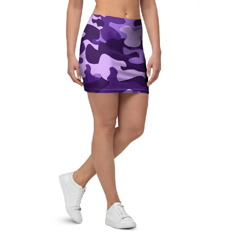 Purple Camo Print Mini Skirt slim fit skirt