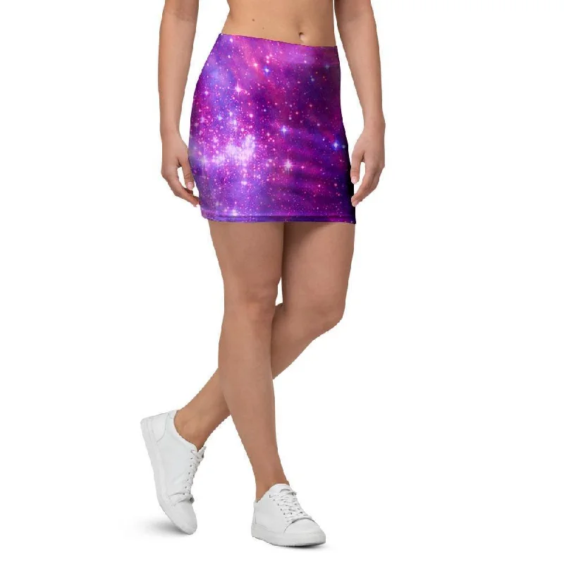 Purple Galaxy Space Mini Skirt chiffon skirt lightweight