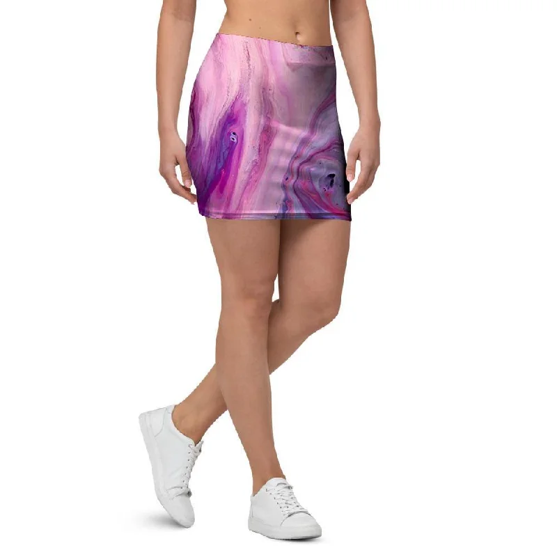 Purple Marble Mini Skirt corduroy skirt durable