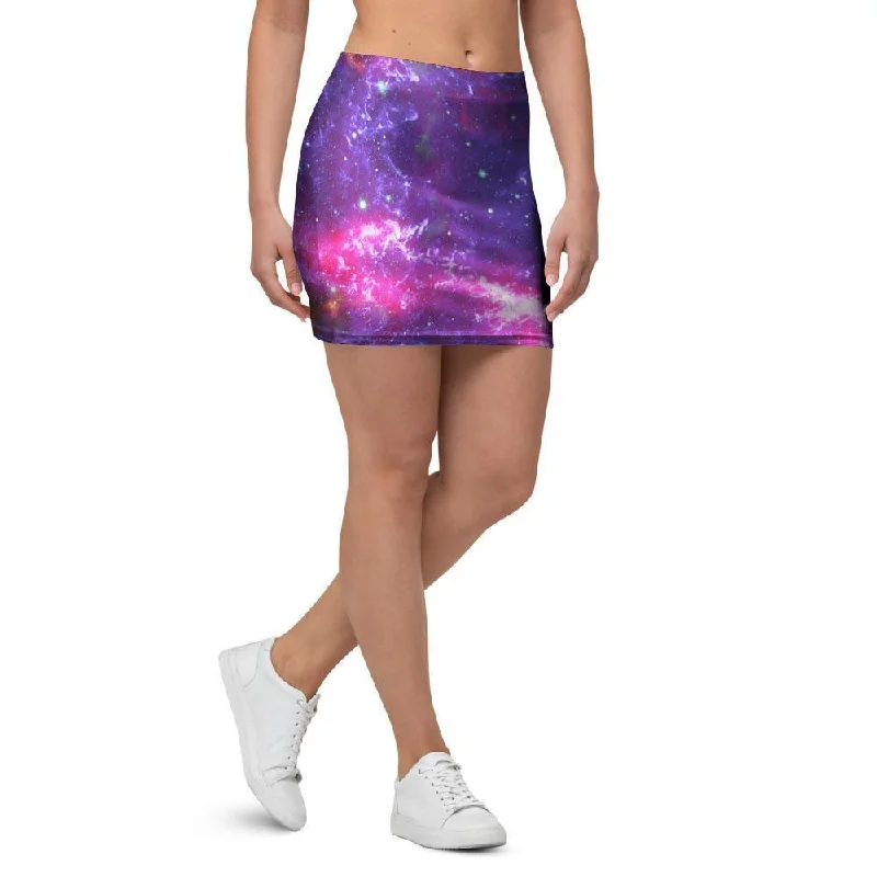 Purple Nebula Galaxy Space Mini Skirt silk skirt smooth