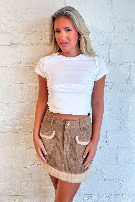 Sherpa Corduroy Mini Skirt vintage skirt charm