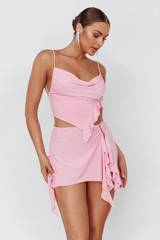 Such A Tease Split Mini Skirt Pink cotton skirt soft