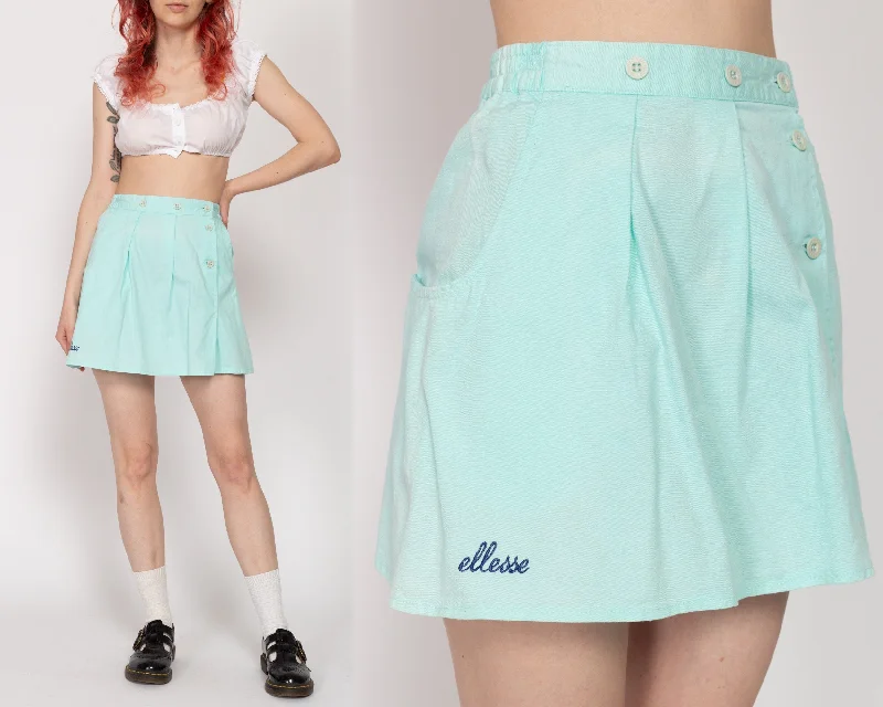 XS 80s Ellesse Aqua Blue Mini Tennis Skirt patchwork skirt art